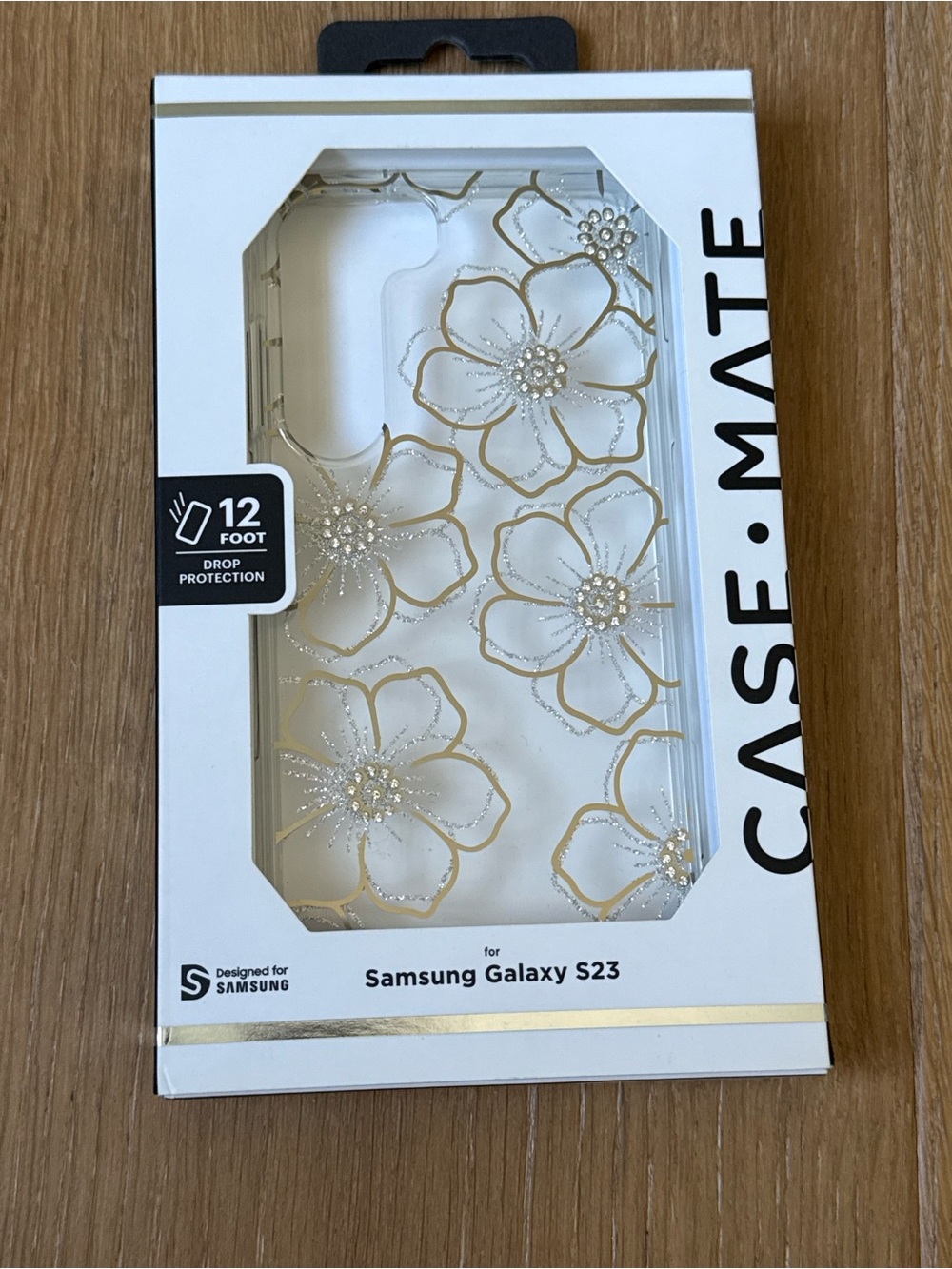New CASE-MATE Samsung Galaxy S23 Clear Floral Protective Case Gold Silver